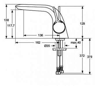 Смеситель для раковины, гибкая подводка, БЕЗ д/к, (цв. хром), MELANGE KL Ideal Standard Melange A4287AA
