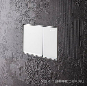 Клавиша смыва, (литой оцинкованный сплав белое стекло), 60 ZZ Geberit Omega 115.081.SI.1