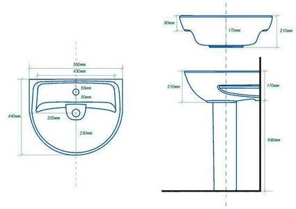Раковина " 55", с 1 отв., БЕЗ пьедестала "Самарский" и комплекта крепежа, белый Sanita Эталон WB.PD/Etalon/55-C/WHT.G/S1 (ETL55SAWB01)