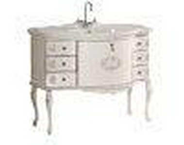 Тумба напольная 106х58хh82см, под раковину, 1 большой выдв ящик, 6 маленьких, одна корзина, два ящика, (цв. Anticato Bianco, ручки хром),  ZZ Il Tempo Del Trendy MO 296 / Anticato Bianco / Cr