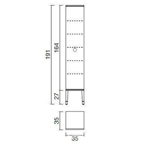 Шкаф (пенал) напольный 35х35хh191см, с 1 дверью, петли слева, (цв. Bianco Lucido / золото),  ZZ Oasis Lutetia 0LTCL1911A SX G002 ORO