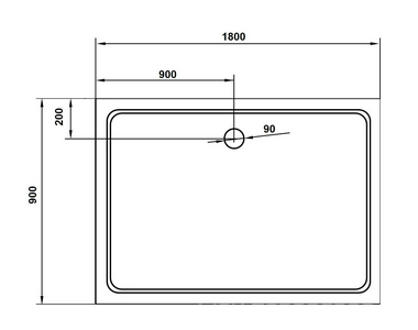 Поддон душевой 1800х900h35мм, прямоугольный, отв. слива 90мм, (без сифона, ножек, экрана), цв. белый стеклокомпозит SMC, Cezares ZZ Cezares Универсал TRAY-M-AH-180/90-35-W