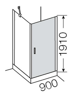 Дверь распашная для бокового элемента, DX/SX прав./лев. (86,5/89хh191см, стекло 6мм, GL прозр., фурн. 28 arg/cr, мат.хром/хр.)  ZZ Provex Elegance 0004TE28GL