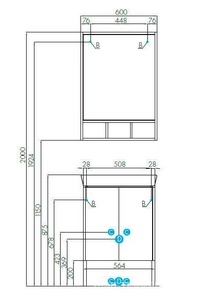 Тумба напольная  60, 570*600*450 мм, цвет белый/выбеленное дерево, без раковины Дрея Q-60  ZZ Aquaton Йорк 1A170201YOAY0