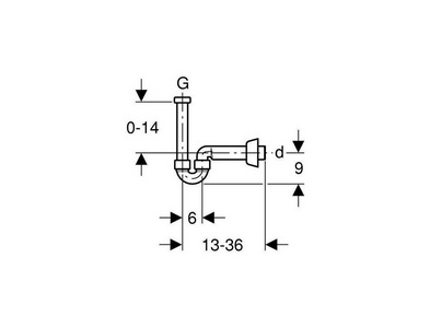 Сифон для биде и раковины 1"1/4", фановый патрубок d40мм, (пластик цв. белый), Geberit Geberit Универсал 151.108.11.1