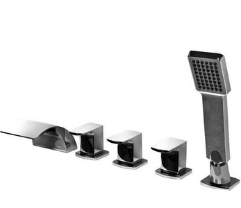 Смеситель для ванны, встраиваемый в борт ванны, с душ. гарнитуром на 5 отверстий, (цв.хром),  -72 ZZ GNT Ontario Ontario -72