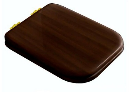 Сиденье для унитаза, с микролифтом, (дерево цв.орех, петли цв.золото),  ZZ Kerasan Waldorf 418740