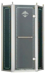 Душ. уголок 900х900хh1950мм,5-ти угольн.,расп.дверь петли справа,с 2мя неподв.сегм,вход 507мм,(ст.матов. с прозр. узором,6/8мм, фурн.цв.хром),Retro XX