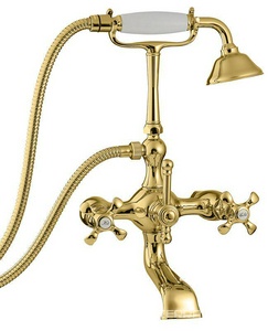 Смеситель для ванны с душевым гарнитуром, (цв.золото),  ZZ 3M Nuova retro 4101 DD