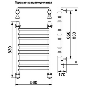 Полотенцесушитель " ВП"(с полкой) 800*500 мм, подключение 1"*3/4, установочный набор в комплекте ZZ Ника Л90 Л90ВП 80/50