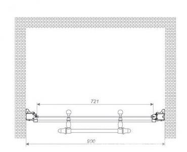 Дверь в нишу 900(865-935)хh1950мм, открывание наружу, вход 721мм, правая/левая, (профиль цв.золото, стекло 6мм мат.с прозр.рис),  ZZ Romance Collection Bristol BL.S3.90.REV.FGTP G