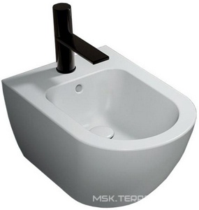 Биде подвесное, укороченное 35х48см, с 1 отв.д/смесит., хром. заглушка перелива, крепёж в компл., (цв.Gloss White),  ZZ Ceramica Cielo Enjoy EJBSR Gloss White