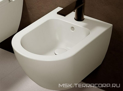 Биде подвесное, укороченное 35х48см, с 1 отв.д/смесит., хром. заглушка перелива, крепёж в компл., (цв.Gloss White),  ZZ Ceramica Cielo Enjoy EJBSR Gloss White