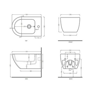 Биде подвесное, укороченное 35х48см, с 1 отв.д/смесит., хром. заглушка перелива, крепёж в компл., (цв.Gloss White),  ZZ Ceramica Cielo Enjoy EJBSR Gloss White