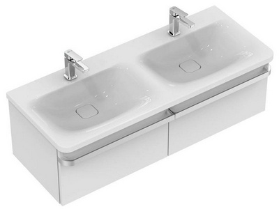 Тумба 120хh35х44cм, д/раков.120cм, (2выдв.отдел.,разд-ль-2 шт.,праст.кронтейнеры 4 шт.,сифон,крепл.),БЕЗ РУЧКИ арт.R4361AA,(цв.бел.глянц.),ZZ Ideal Standard Tonic II R4305WG