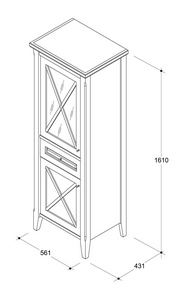 Пенал напольный 55,7х43,1хh161.5cм, 2 дверцы, 1 выдвижной ящик, правый, (цвет B-041, ручки B16B),   ZZ Caprigo Napoli 11250R  цвет B-041  ручки B16B