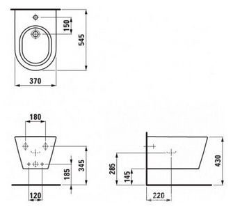 Биде подвесное 370х545мм,  ZZ Laufen Kartell by laufen 8.3033.1.000.302.1