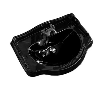 Раковина 73х54см, с 3 отв.д/смесит., (без крепл.), цв.чёрный глянцевый,  ZZ Kerasan Retro 104704*3   /  С 3 ОТВ ДЛЯ СМЕСИТ