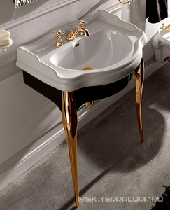 Основа на метал. ножках для раковины 73см, арт.1047 01, (основа цв.чёрный лак, ножки цв.золото),  ZZ Kerasan Retro 7362К3