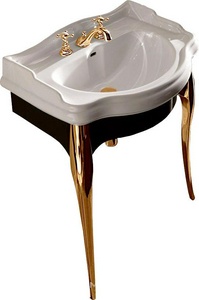 Основа на метал. ножках для раковины 73см, арт.1047 01, (основа цв.чёрный лак, ножки цв.золото),  ZZ Kerasan Retro 7362К3