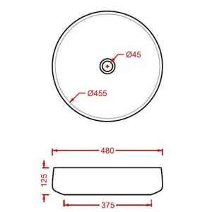 Раковина накладная на столешницу, круглая d48хh12,5см, без отв.д/смесит., без перелива, (цв.glossy black),  ZZ ArtСeram Cognac COL002 03;00