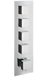 Смеситель-термостат для душа встраиваемый в стену, с переключателем, на 4 "Потребителя", квадратные ручки, (цв. хром), Showers & termostatics ZZ 3M Showers & Termostatics 7297XQ CC