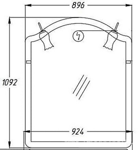 Зеркало  90, 900*1100*22 мм, без светильн. ном.98640, крепеж в комплекте, цвет слон.кость ZZ Opadiris Виктория Z0000012695