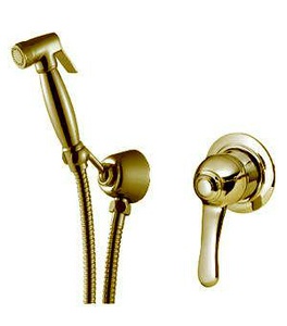 Комплект гигиенический, встраиваемый смеситель, гигиен.лейка, шланг, кронштейн, (цв. бронза),  ZZ 3M Miss 1677 UU