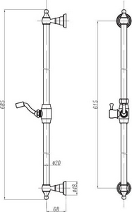 Стойка для душ.гарнитура, "Классика" (цв. золото), Cezares ZZ Cezares Универсал CZR-SDC1-03