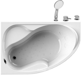 Ванна акриловая "АМЕЛИЯ", 1600х1050, левая, смеситель/излив "МиниБриз/"Линкольн" (малый)",  слив-перелив хром и каркас в компл. ZZ