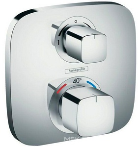 Термостат с запорным и переключ.вентилем на 2 потребителя, (ВНЕШНЯЯ часть, БЕЗ iBox арт. 01800180, цв. хром, расход воды 26 л/мин),  ZZ Hansgrohe Ecostat E 15708000