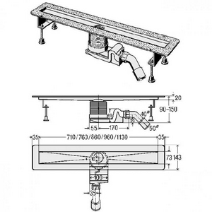 Душевой лоток  Basic 750 мм  в комплекте с сифоном и ножками, нерж.сталь БЕЗ решетки ZZ Viega Advantix 655082