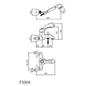 Смеситель для душа, (лейка д/д, шланг, кронштейн в компл.), (цв. хром),  ZZ Fima Carlo Frattini Lamp F3304CR