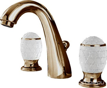 Смеситель для раковины на 3 отв., с д/к, (цв. бронза, ручки муранское стекло ручной работы),  ZZ Oasis Venice 000RBVEHBR