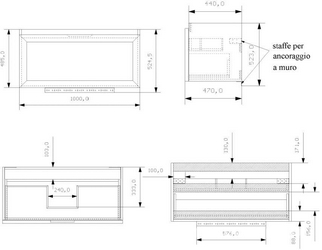 База подвесная 100х47хh48,5см, 1 выдвижной ящик (БЕЗ раковины 101см, цв. белый),  ZZ Eban Paola FBSPA100-BA bianco assoluto