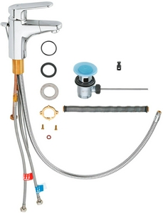Смеситель однорычажный на 1 отв., для раковины  с выдвижным изливом, с дон.клапаном (гибкая подв.), хром  ZZ Grohe Europlus II 33155002