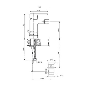 Смеситель для биде, с д/к, (цв.хром),  ZZ Huber Saturno SN00055421