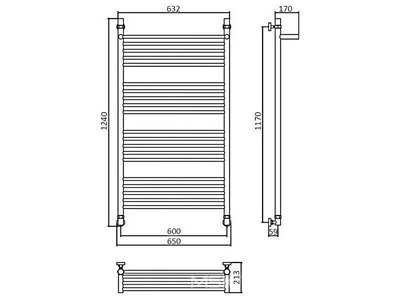 Полотенцесушитель "" 1200*600 мм + 1 прямая полка,  подключ. 3/4, комплектующие в комплекте, хром ZZ Сунержа Богема 00-0103-1260