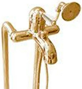 Смеситель для ванны, лейка, шланг, кронштейн в компл., (цв.золото 24k, ручка ), Nicolazzi ZZ Nicolazzi Cristallo 3401 GO 33