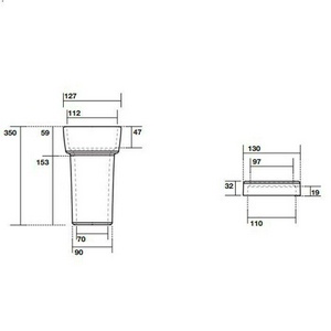 Отвод керамический для унитаза, для выпуска в стену, (керамическойе кольцо "Розетка" в компл.), (цв.чёрный глянцевый), Kerasan ZZ Kerasan Универсал 7548 04