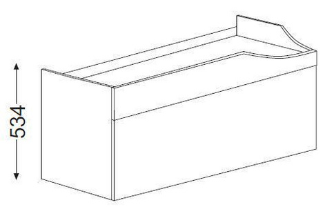 База под раковину (фасад и корпус цв.белый глянец) 1250х410хh534мм (крепл. в компл.),  ZZ Burgbad Pli WURE125/F0135/K0001R