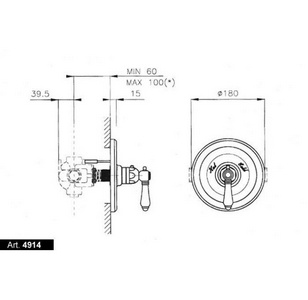 Смеситель для душа с термостатом (внешняя часть) для скрытого монтажа, (цв.антич.золото/ручка ), Nicolazzi ZZ Nicolazzi El Capitan 4914 AG 69