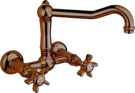 Смеситель настенный, для кухонной раковины, двухвентильный с поворотным изливом  (цв. бронза мат. (TB)ручка El Capitan), Nicolazzi ZZ Nicolazzi Cucina 1457 TB 69
