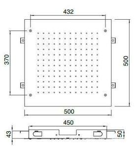 Душ верхний, стационарный, встраиваемый в потолок, квадрат 500х500мм, (цв. хром), 3M ZZ 3M Showers & Thermostat RTBR302 CC