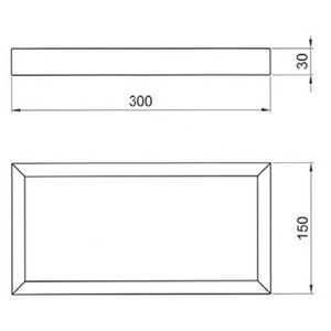 Полка 30х15хh3см, (матовая чёрная керамика),  ZZ Fantini Young 96 P4 7603