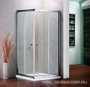 Душевой уголок 1000х1000хh1850мм, квадратн., 2 сдвижные дверцы с 2-мя неподв. сегм. (стекло прозрачное, 5 мм, фурнит. цв.хром),  ZZ Cezares Pratico PRATICO-A-2-100-C-Cr