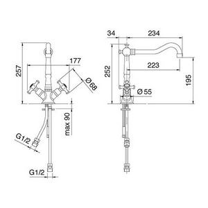 Смеситель для кух. мойки, (цв. хром), Retro 3M ZZ 3M Kitchen Retro 5534 CC