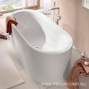 Ванна 175х75хh47,1см, встраиваемая, овальная, без удлинённого сифона, ножки h145-180мм в компл., (Quaril цв. 01 white alpin),  ZZ Villeroy & Boch Cetus UBQ175CEU7V-01