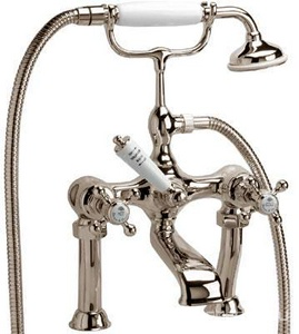 Смеситель на ванну с душ.гарн., (устан. на борт ванны, на 2 отв. или трубы из пола), (латунь)  ZZ Devon & Devon Victorian IBV533P