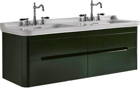 Тумба подвес., для устан. под 2-ю раков. 150см. арт.4143 хх, 1 выдв.ящик, 1откидн.дверь, без ножек, крепёж в компл., (цв.зелёный),  ZZ Kerasan Waldorf 919152